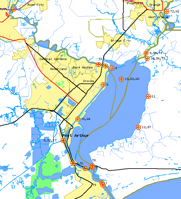 Sabine Lake Field Study Map