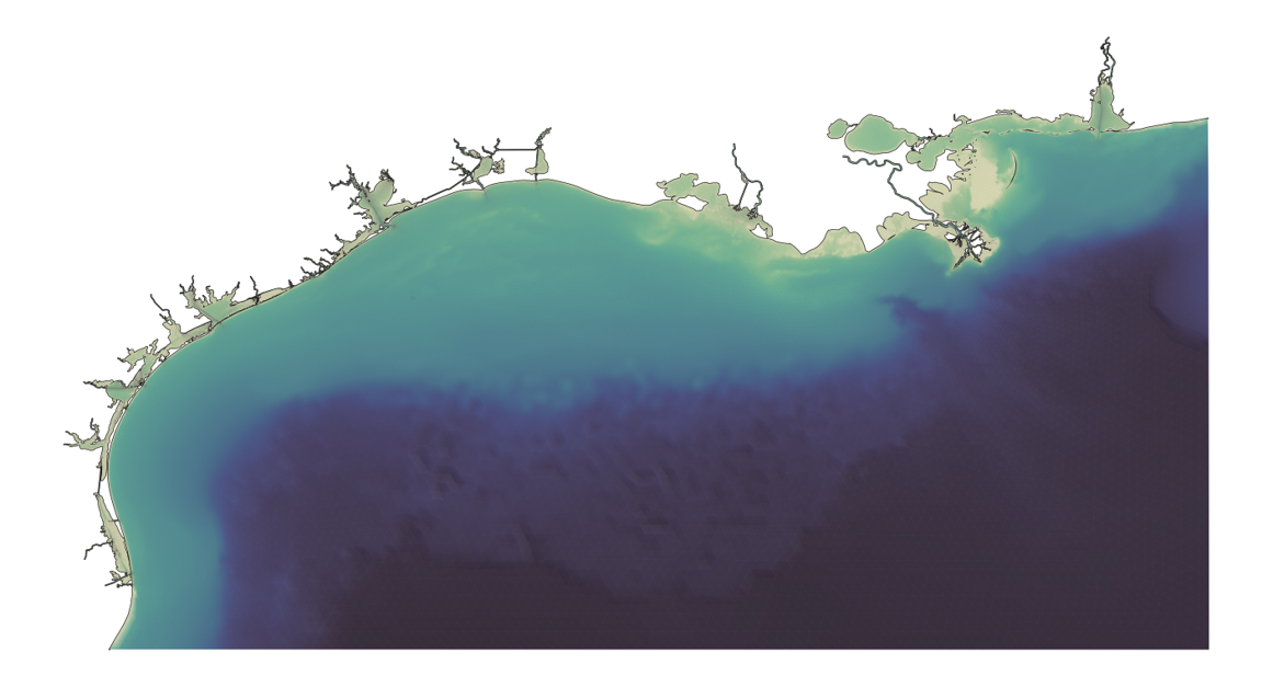 Texas bay and estuary hydrodynamic model visualization